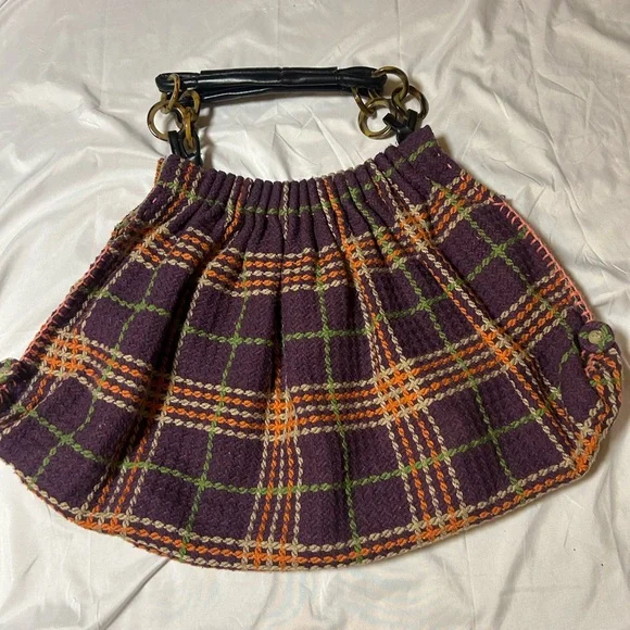 Women’s Oversized Bohemian Handbag Purse Cloth Plaid Unique Hippie - Picture 2 of 15